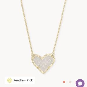 Kendra Scott Ari Heart Gold Pendant Necklace in Iridescent Drusy